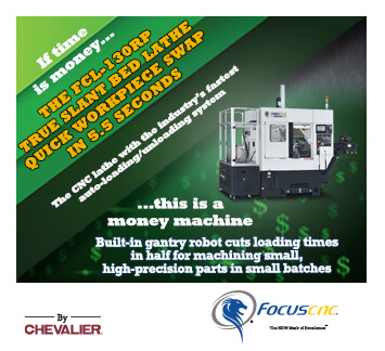 FFCL-130RP true slant bed lathe with quick workpiece swap in 5.5 seconds